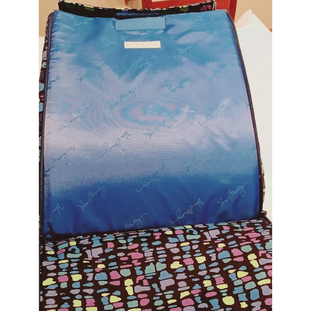 Vera Bradley Padded Laptop Travel Tote Shoulder Bag Indigo Pop Floral Print